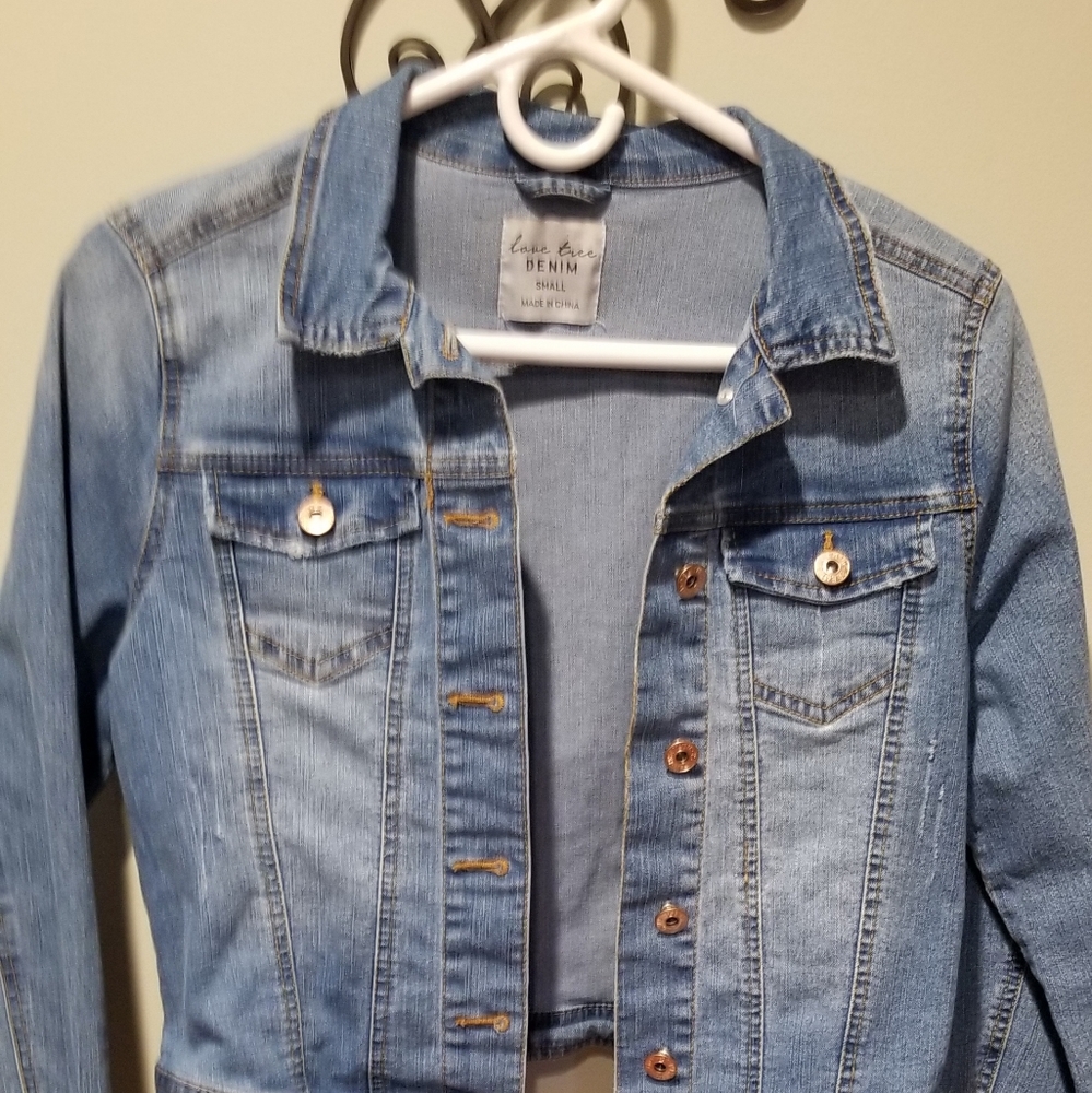 juniors denim distressed jean jacket